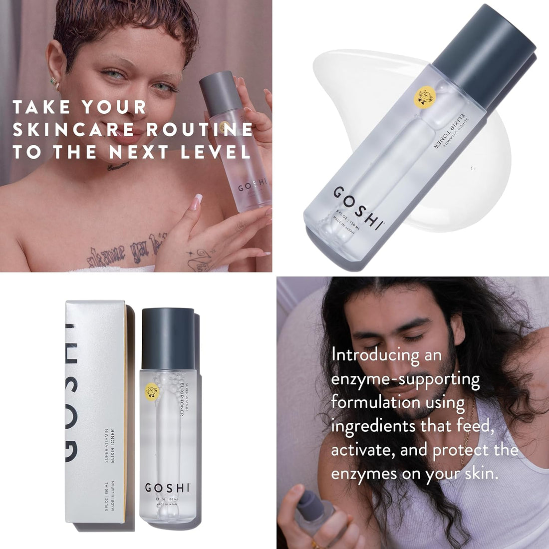 GOSHI ph balancing toner with ingredients that feed, activate, and protect skin