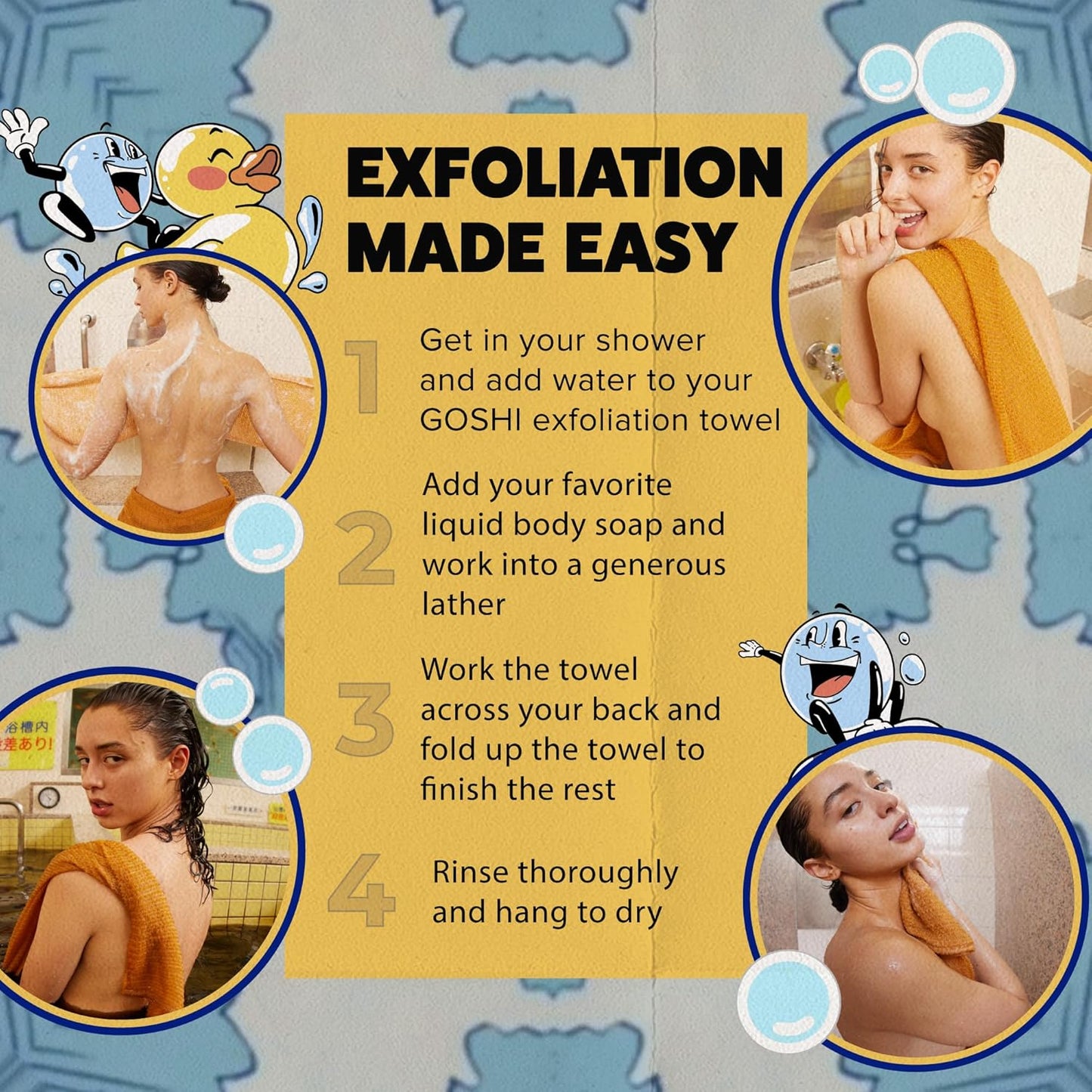 Step-by-step guide on how to use body exfoliator shower towel for cleansing hard-to-reach areas